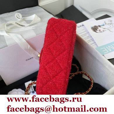 Chanel Tweed Small Classic Flap Bag AS2819 Red 2021