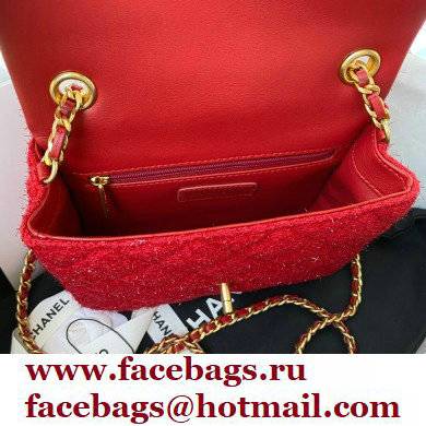 Chanel Tweed Small Classic Flap Bag AS2819 Red 2021