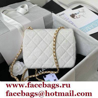 Chanel Tweed Small Classic Flap Bag AS2819 White 2021