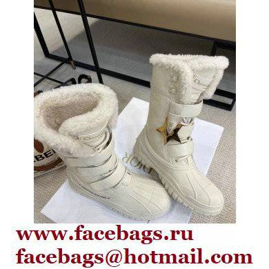 Dior Calfskin and Lambskin Wool Ankle Boots White 2021