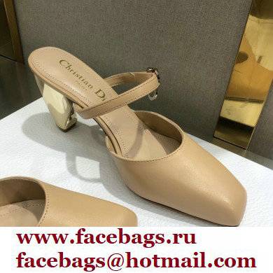 Dior Heel 9cm Calfskin Rhodes Mules Nude 2021