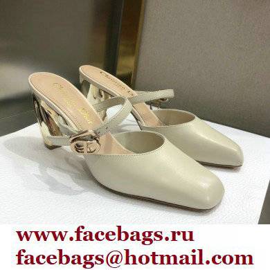 Dior Heel 9cm Calfskin Rhodes Mules White 2021