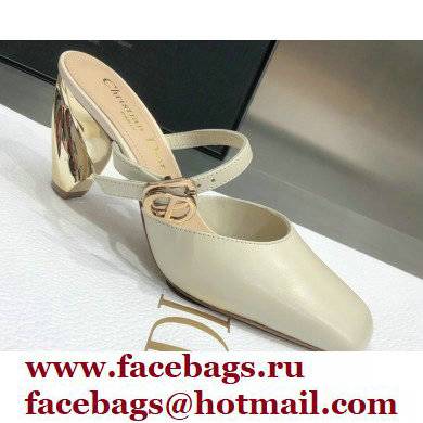 Dior Heel 9cm Calfskin Rhodes Mules White 2021