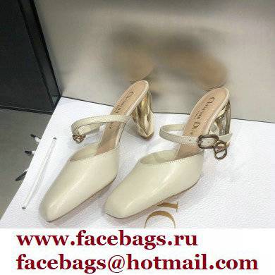 Dior Heel 9cm Calfskin Rhodes Mules White 2021