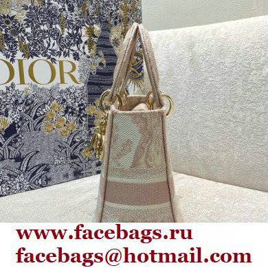 Dior Lady D-Lite Medium Bag in Toile de Jouy Embroidery Pink 2021