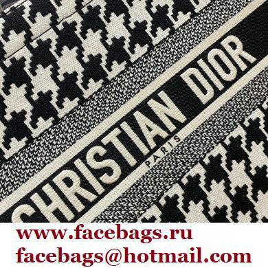 Dior Small Book Tote Bag in Houndstooth Embroidery Black 2021