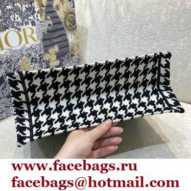 Dior Small Book Tote Bag in Houndstooth Embroidery Black 2021