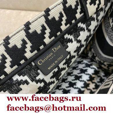 Dior Small Book Tote Bag in Houndstooth Embroidery Black 2021