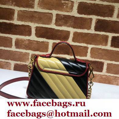 Gucci Diagonal GG Marmont Mini Top Handle Bag 583571 Black/Beige 2021