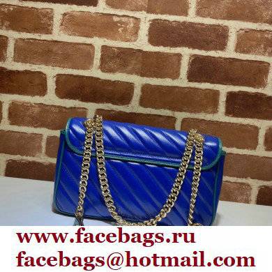 Gucci Diagonal GG Marmont Small Shoulder Bag 443497 Blue 2021