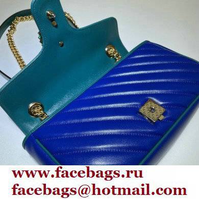 Gucci Diagonal GG Marmont Small Shoulder Bag 443497 Blue 2021