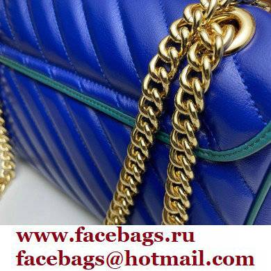 Gucci Diagonal GG Marmont Small Shoulder Bag 443497 Blue 2021