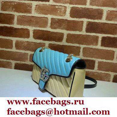 Gucci Diagonal GG Marmont Small Shoulder Bag 443497 Butter/Pastel Blue 2021