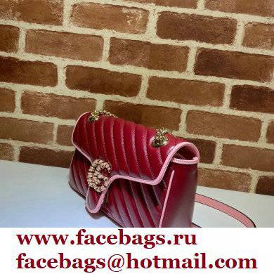 Gucci Diagonal GG Marmont Small Shoulder Bag 443497 Red/Pink 2021