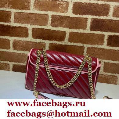 Gucci Diagonal GG Marmont Small Shoulder Bag 443497 Red/Pink 2021