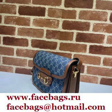 Gucci Horsebit 1955 Small Shoulder Bag 602204 GG Denim Blue 2021