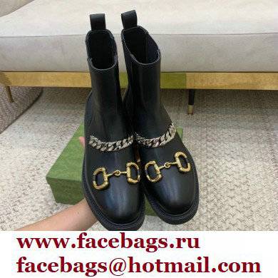 Gucci Horsebit Chelsea Boots Black with Chain 670393 2021