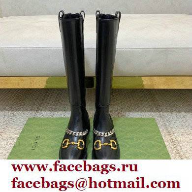 Gucci Horsebit High Boots Black with Chain 2021