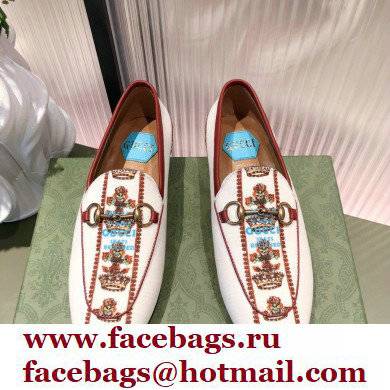 Gucci Ivory flower and crown jacquardloafers 2021