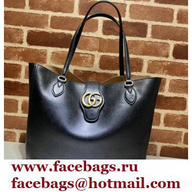 Gucci Medium Tote Bag with Double G 649577 Black 2021