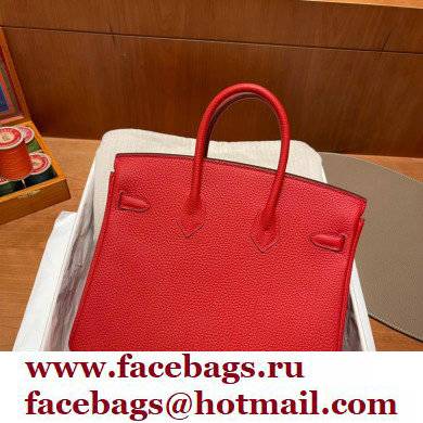 Hermes Birkin 25cm Bag rouge de coeur in Original Togo Leather