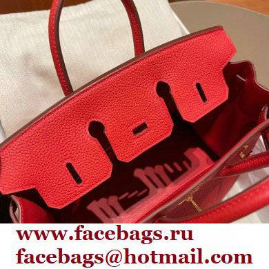 Hermes Birkin 25cm Bag rouge de coeur in Original Togo Leather