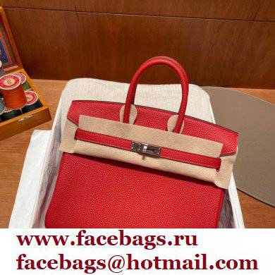 Hermes Birkin 25cm Bag rouge de coeur in Original Togo Leather