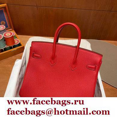 Hermes Birkin 25cm Bag rouge de coeur in Original Togo Leather