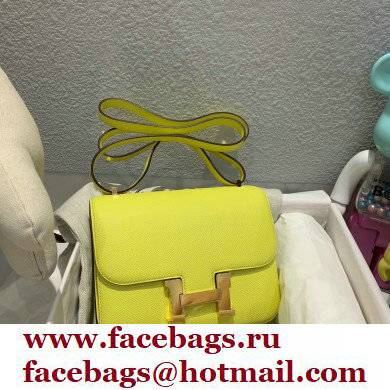 Hermes Constance 18 in original Epsom Leather lemon yellow with gold Hardware