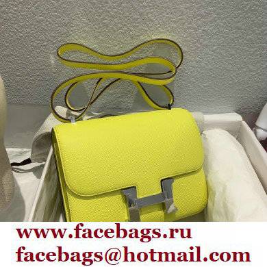 Hermes Constance 18 in original Epsom Leather lemon yellow with silver Hardware