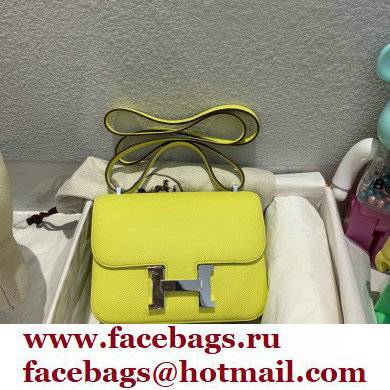 Hermes Constance 18 in original Epsom Leather lemon yellow with silver Hardware