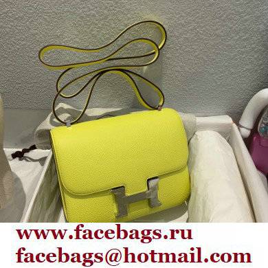 Hermes Constance 18 in original Epsom Leather lemon yellow with silver Hardware