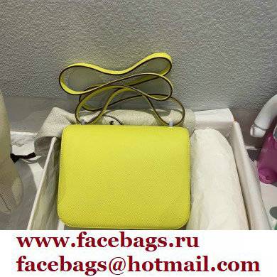 Hermes Constance 18 in original Epsom Leather lemon yellow with silver Hardware