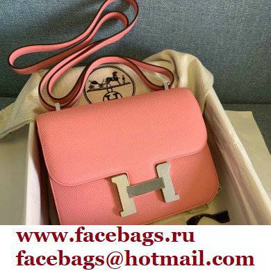 Hermes Constance 18 in original Epsom Leather rose confetti with silver Hardware