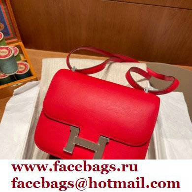 Hermes Constance 18 in original swift Leather rouge de coeur with silver Hardware handmade