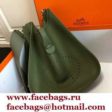 Hermes Evelyne III PM Bag Army Green with Silver Hardware