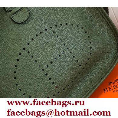 Hermes Evelyne III PM Bag Army Green with Silver Hardware