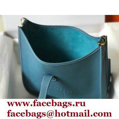 Hermes Evelyne III PM Bag Denim Blue with Gold Hardware Half Handmade