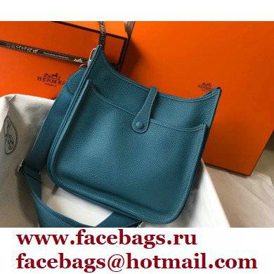 Hermes Evelyne III PM Bag Denim Blue with Silver Hardware