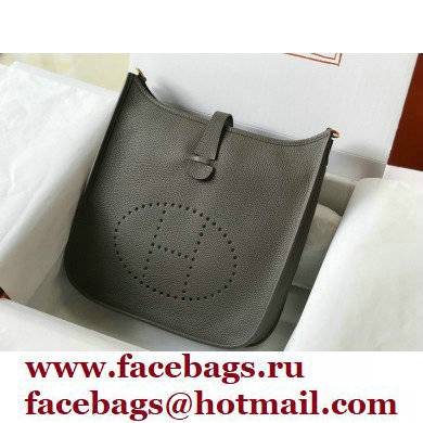 Hermes Evelyne III PM Bag Etain Grey with Gold Hardware Half Handmade