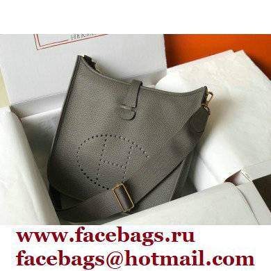 Hermes Evelyne III PM Bag Etain Grey with Gold Hardware Half Handmade