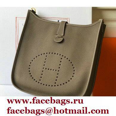 Hermes Evelyne III PM Bag Etoupe with Gold Hardware Half Handmade