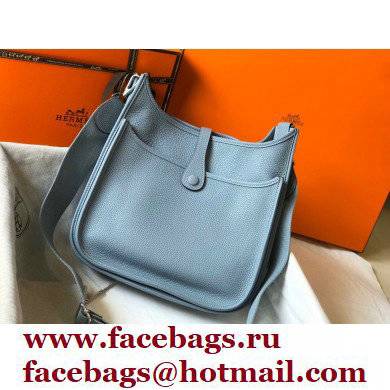 Hermes Evelyne III PM Bag Linen Blue with Silver Hardware