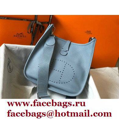 Hermes Evelyne III PM Bag Linen Blue with Silver Hardware