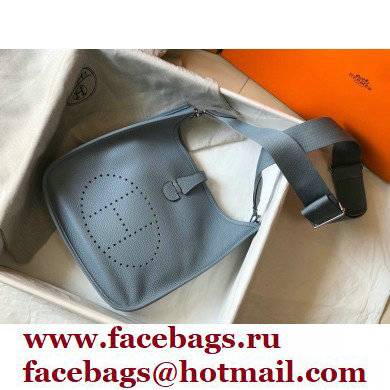 Hermes Evelyne III PM Bag Linen Blue with Silver Hardware