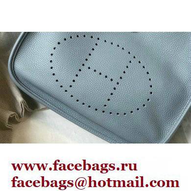 Hermes Evelyne III PM Bag Linen Blue with Silver Hardware