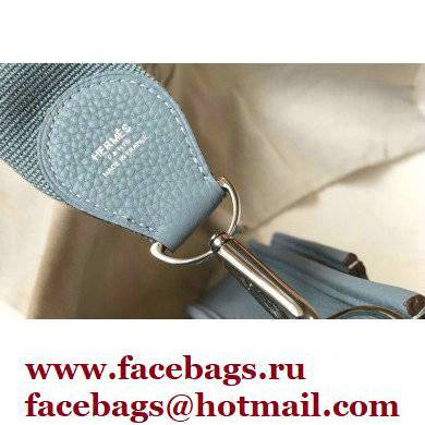 Hermes Evelyne III PM Bag Linen Blue with Silver Hardware