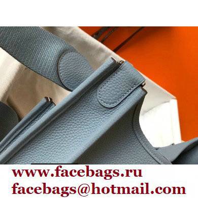 Hermes Evelyne III PM Bag Linen Blue with Silver Hardware