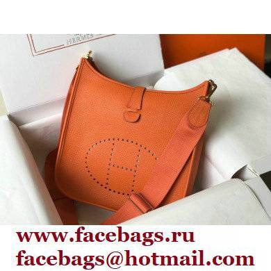 Hermes Evelyne III PM Bag Orange with Gold Hardware Half Handmade