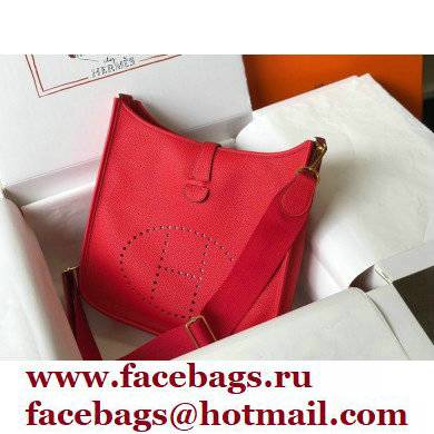 Hermes Evelyne III PM Bag Red with Gold Hardware Half Handmade